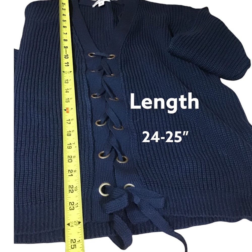 Navy Blue Lace Up Chunky Sweater sz Small NEW Boutique item - Picture 4 of 7